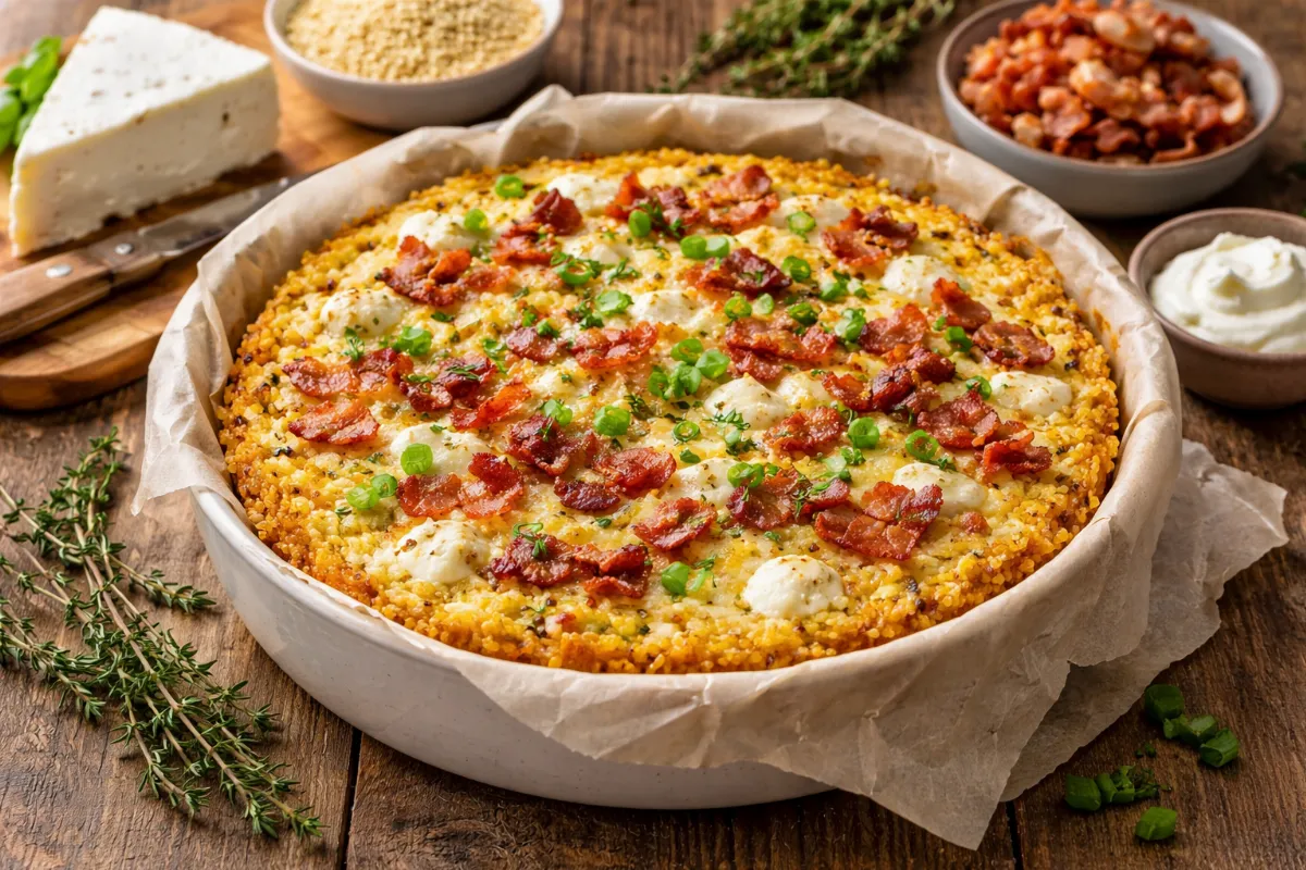 Без глютена, без муки, без хлопот: пшенный пирог с сыром и беконом — вкуснее, чем ожидаешь, и проще, чем кажется