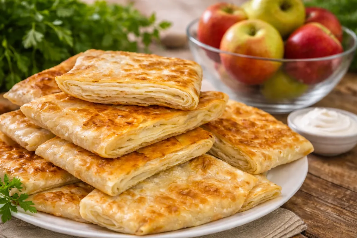 Этот завтрак на вид — как пирожное, на вкус —  как блинчики: яблочная сладость в хрустящем лаваше, вкуснятина за 10 минут