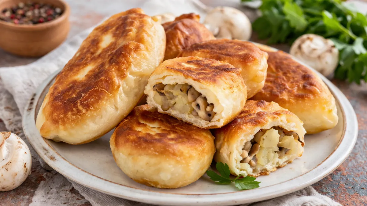 Сытный перекус без хлопот: жареные пирожки с картофелем и шампиньонами. Хрустящая корочка, сочная начинка — радость для всей семьи