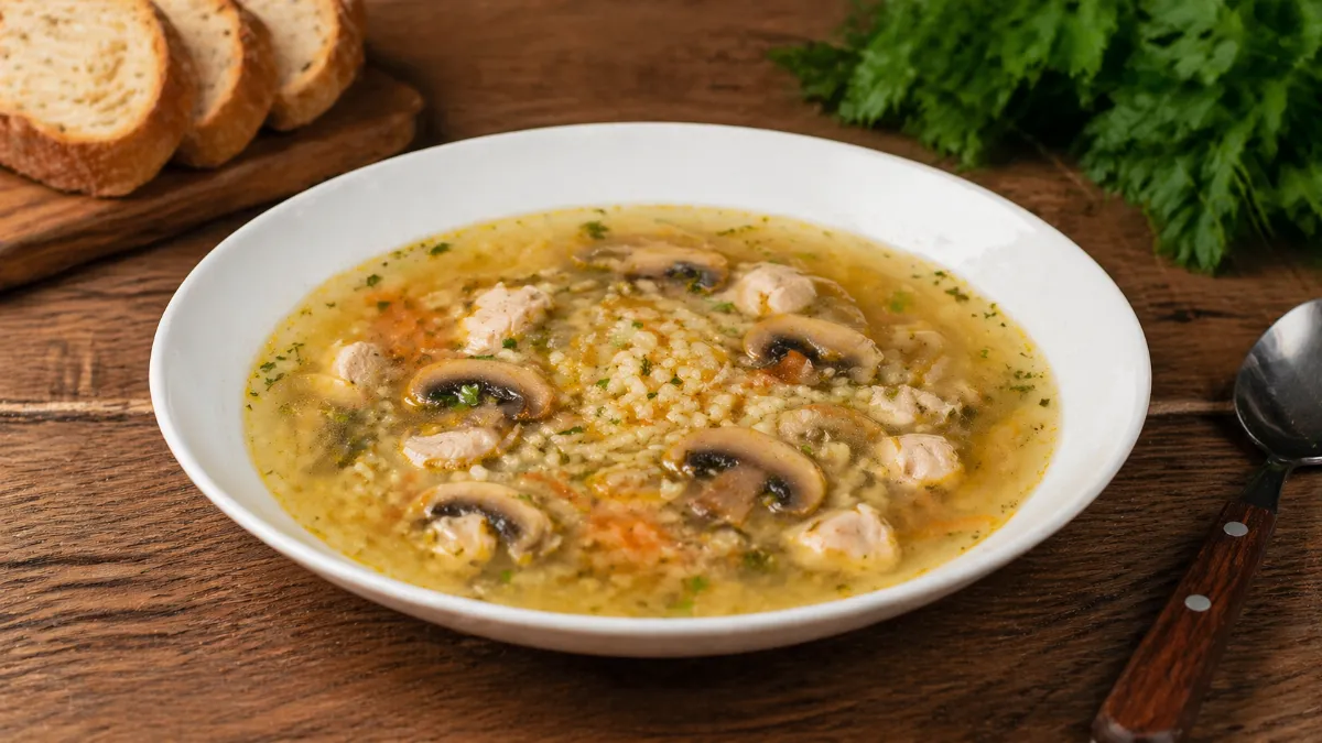 Теплый привет с кухни: готовим куриный суп с булгуром и грибами. Нежный и ароматный — экономит время, радует вкусом