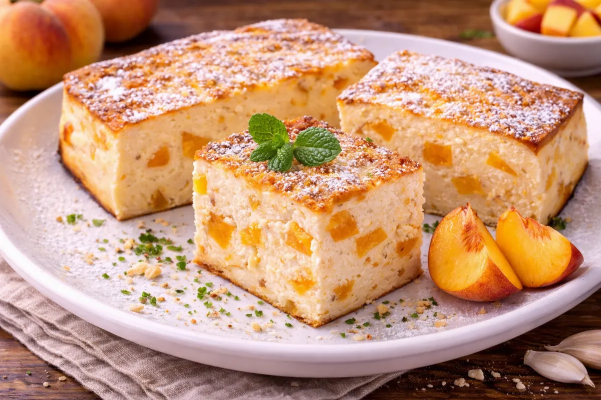 Нежная творожная запеканка с сочными персиками: рецепт десерта, который подарит радость всей семье