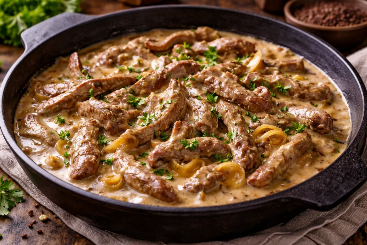 Думала, что бефстроганов вкуснее не приготовлю — а потом наткнулась на этот рецепт: секрет в одном ингредиенте