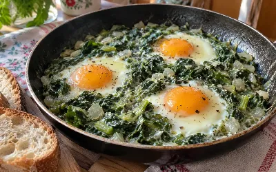 Не омлет и не шакшука: забытый, но очень вкусный дачный завтрак — щавель с яйцом за 15 минут