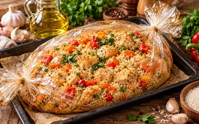 С пловом больше не заморачиваюсь — готовлю рис с курицей в рукаве: такая же вкуснятина, но без лишних хлопот