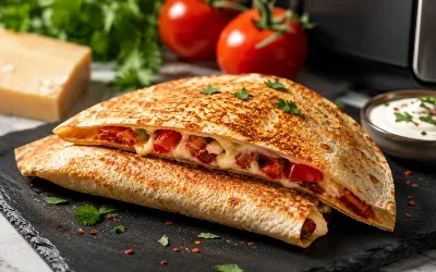 Быстрый перекус без лишнего масла: как приготовить хрустящую тортилью с колбасой и сыром в аэрогриле всего за 5 минут