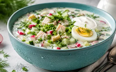 Находка для летнего меню: как приготовить окрошку на айране с курицей на всю семью