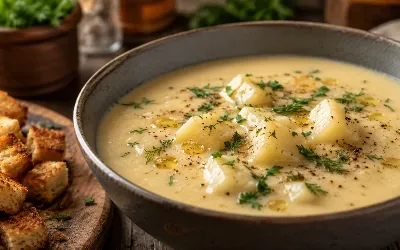 Замените этим сытным блюдом привычный борщ: картофельный суп с плавленым сыром семья съест в один миг