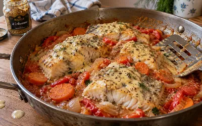 Не жарю судака как обычную рыбу на сковороде: томлю его под крышкой в горчичном соусе — сочность просто огонь