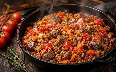 Сытный обед за 25 минут: как готовится классическая гречка с мясом и помидорами на сковороде