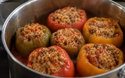 Фаршированные перцы по-новому: заменила рис на эту крупу — ореховая нотка и насыщенный ароматный соус