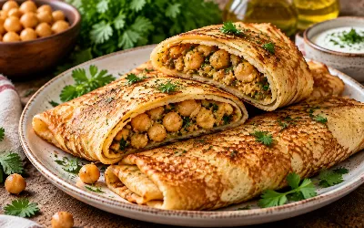 С мясом и творогом больше не делаю: нашел потрясающую пряную начинку из нута для домашних блинов — вкус восторг
