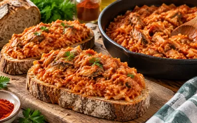 Беру скумбрию и одну пачку риса: готовлю вкуснейший паприкаш, которым мажу хлеб всю неделю