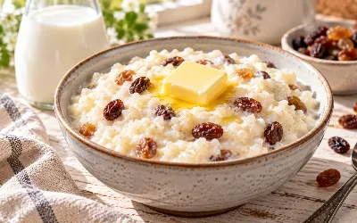 Вкусное начало дня из детства: делюсь рецептом идеальной молочной каши с изюмом и сливочным маслом