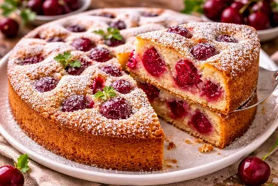 Шарлотка с вишней: классика, проверенная годами. Нежная текстура с ягодной кислинкой — идеальный десерт для семейного чаепития