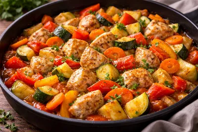 Тушёное филе с овощами — мое спасение в будни: просто, полезно и так вкусно, что тарелка пустеет мгновенно