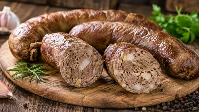 Откройте секрет вкусной домашней колбасы: печёночная основа с салом даёт сочность, а чеснок добавляет пикантности — результат превзойдёт все ожидания