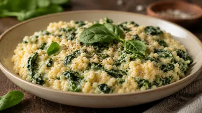 Когда хочется приготовить что‑то особенное: кускус со шпинатом в сливочном соусе готовится за 15 минут, а вкус как у блюда из хорошего ресторана