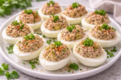 Закуска, которая покорит всех: фаршированные яйца с рыбной начинкой. Бюджетно, просто, эффектно — идеально для любого повода