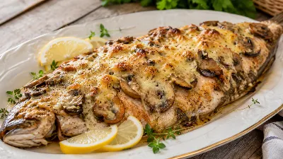 Сочная дорада, ароматные грибы и тягучий сыр: запекаем рыбу так, чтобы она получилась нежной, а корочка хрустящей
