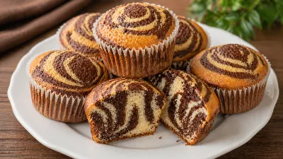 Полосатая радость сладкоежек: готовим вкусные кексы "Зебра" на сметане за полчаса. Нежная текстура, эффектный вид — идеальны к чаю и кофе