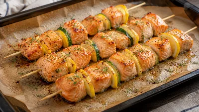 Шашлычки из сёмги — праздник вкуса на шпажке! Запекаем в духовке: быстро, красиво, по‑ресторанному