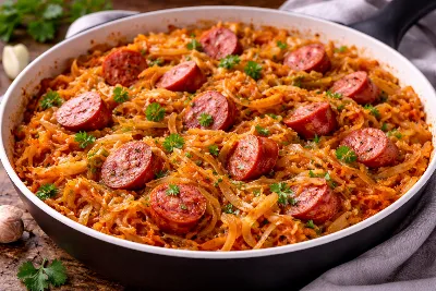 Знакомый с детства вкус: тушеная капуста с сосисками. Просто, бюджетно и очень вкусно — рецепт, который всегда выручает