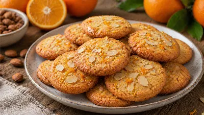 Нежное апельсиновое печенье с хрустящим миндалем: рецепт для вкусного вечера. Готовится просто, съедается мгновенно — попробуйте сегодня