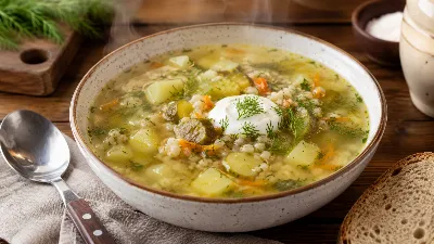 Рассольник из свежих огурцов с перловкой: нежный вкус без привычной кислинки — этот суп удивит даже поклонников классического рецепта