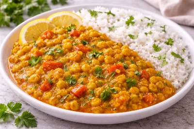 Питательно и без мяса: готовим карри из желтого гороха с рисом. Богатый вкус, польза для организма и простота приготовления — все для вас