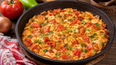Миш‑маш: болгарский омлет, который удивит вас своим вкусом. Сыр, овощи и море аромата — вкусный завтрак за 10 минут