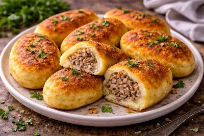Картофельные зразы с мясным фаршем — сытный хит семейного ужина. Хрустящие снаружи, нежные внутри: классика домашней кухни