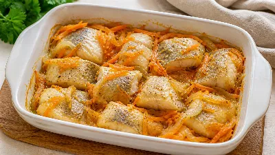 Запеките минтай с морковью и луком — и ужин станет праздником. Рецепт в духовке — легко, вкусно, полезно для всей семьи