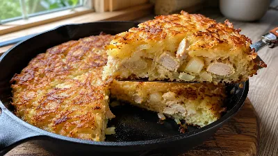 Сытный завтрак в одной сковороде: как приготовить сочный хашбраун с курицей без лишнего масла
