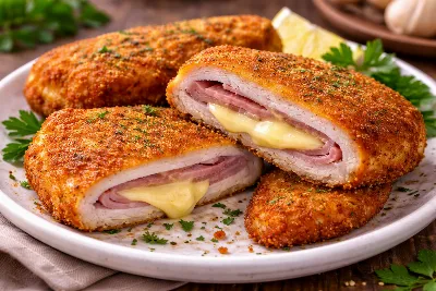 Готовим идеальный шницель: сочетаем нежнейшее мясо, сыр и ветчину — блюдо, достойное королевского стола