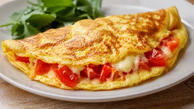 Вкусный завтрак за 5 минут: сырный омлет с помидорами радует глаз, тает во рту и дарит отличное настроение на весь день