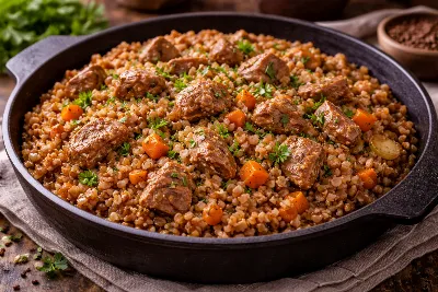 У всех противная гречка, а у меня — по-купечески: сытный ужин с мясом