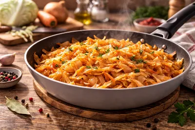 Всего 1 кусочек прямо в сковороду — и тушеная капуста вкуснее мяса: нежная, сладкая, ароматная 