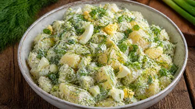 Бюджетный салат на каждый день: картофельный с укропом и яйцом. Готовится за 10 минут — идеален для пикника на даче 