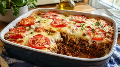 Рецепт - находка для занятых хозяек: фарш с сыром и помидорами готовится просто, а результат впечатляет — сочный, ароматный, с идеальной румяной корочкой