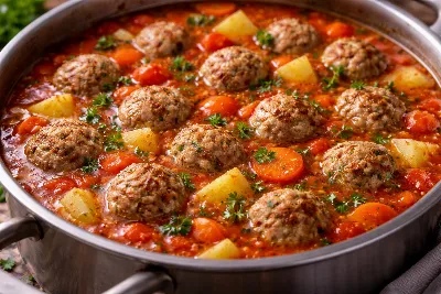 Мой кулинарный антистресс на обед - томатный суп с нежными фрикадельками. Вкусно до мурашек