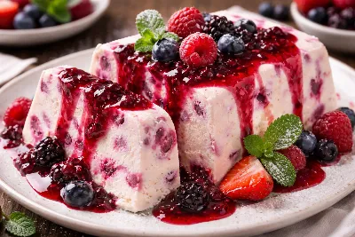 Семифредо с ягодным соусом — вкусное облачко в вашей тарелке. Легкий, воздушный, с яркой ягодной ноткой: рецепт для сладкоежек
