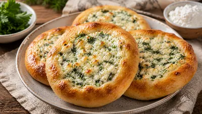 Дрожжевые лепёшки с творогом и зеленью: сытный и ароматный рецепт для всей семьи. Идеально к чаю, супу или как самостоятельное блюдо