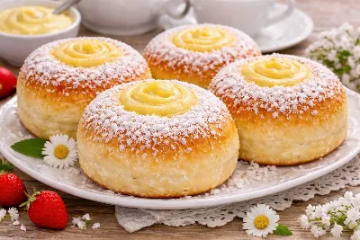 Пасхальные булочки с кремом за 50 минут вместо куличей: вкуснее и проще. Секрет теста, которое "топят" в воде, а не ждут часами