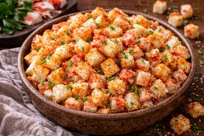 Домашние крабовые сухарики за полчаса: вкуснее, чем в магазине. Хрустящие, пикантные, с морской изюминкой — идеальная закуска к пиву