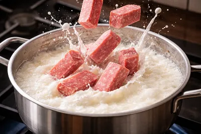 Кинула колбасу в кипящее молоко — случайная вкуснятина за копейки из того, что завалялось в холодильнике: чертовски вкусно