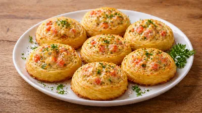Закуска как в ресторане, а продукты простые: гнёзда из картошки с крабовыми палочками — быстро и вкусно