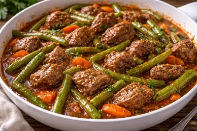 Говядина с тушёной стручковой фасолью: идеальное сочетание мяса и овощей. Сытное блюдо для семейного ужина