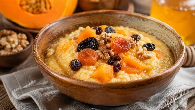 Погрузитесь в мир ярких вкусов: приготовьте кукурузную кашу с тыквой и сухофруктами — ваши близкие точно оценят
