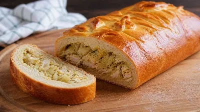 Домашняя кулебяка с капустой и курицей —  рецепт ароматного чуда для всей семьи. Пышное тесто, сочная начинка: незабываемый обед