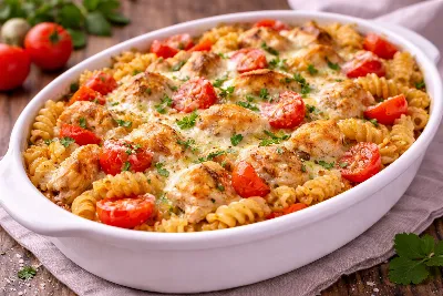 Сытный обед без хлопот: макаронная запеканка с курицей. Нежное мясо, сочные ингредиенты - все в одном блюде